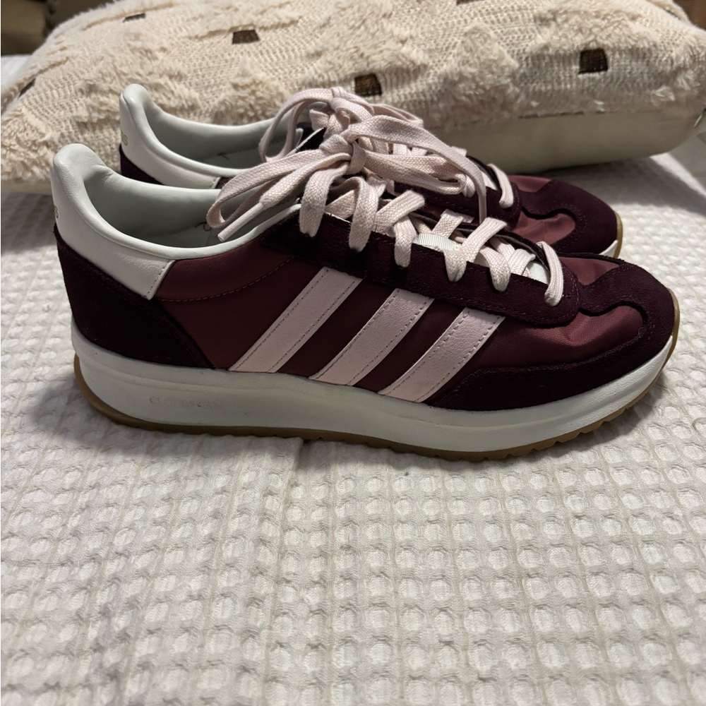 Adidas Women's Maroon and Light Pink Sneakers